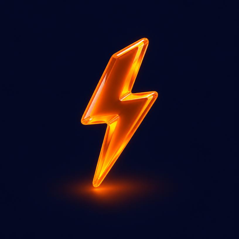 Glowing orange lightning spark